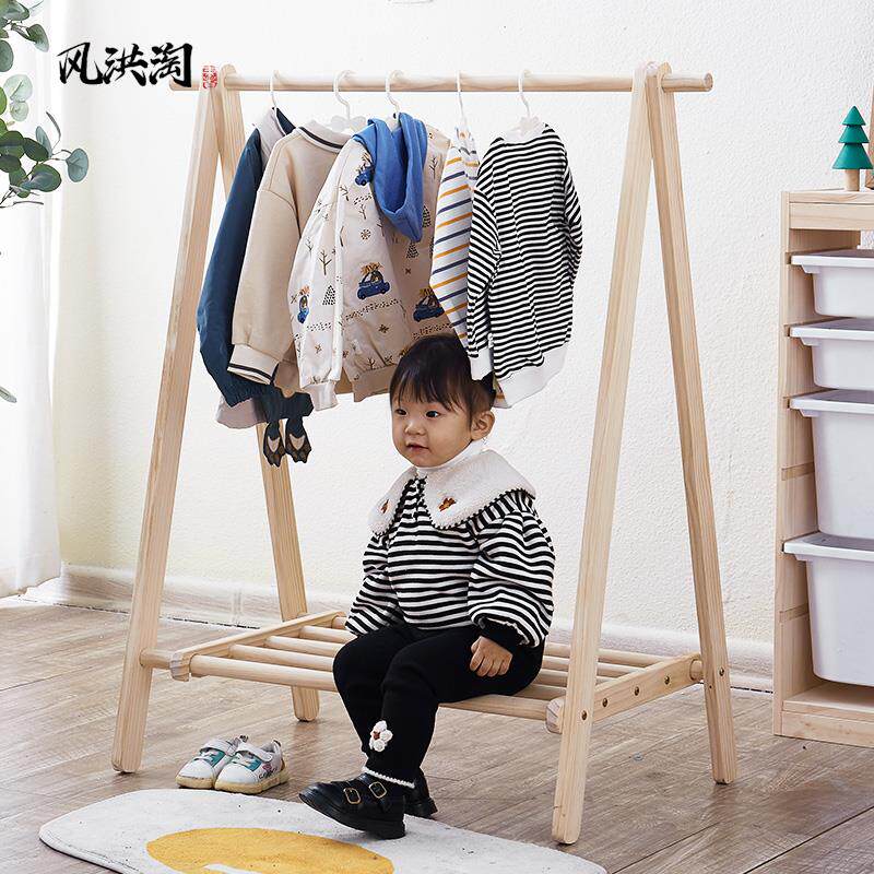 儿童衣帽架卧室小型家用落地衣架可移动网红创意幼儿园表演区衣架