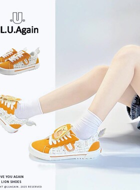 LUAGAIN【明星同款】痛包狮子鞋新款女厚底板鞋休闲面包鞋
