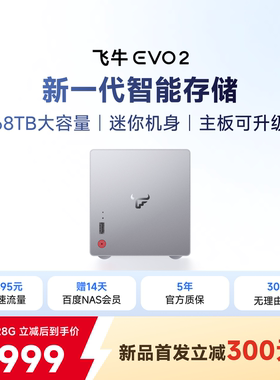 【新品】飞牛nas智能存储EVO2双盘位N150家庭网络存储私有云主机手机扩容AI相AI册4K视频刮削备份服务器硬盘