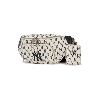 MLB 复古老花满印字母大Logo秋冬子母包腰包男女同款 3AHSM012N