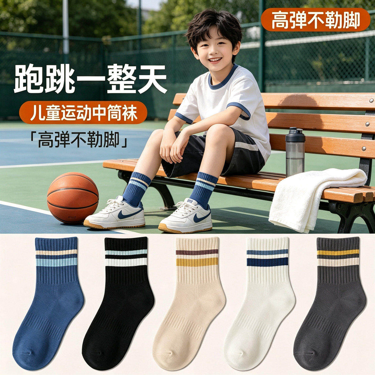 中筒袜子男童秋冬加厚棉吸汗防臭