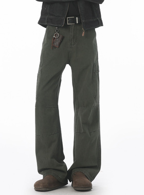 追素TS秋冬季2025新款男生工装直筒宽松休闲裤男士纯棉百搭长裤潮