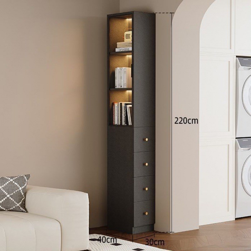 夹缝玻璃书柜置物柜带玻璃门沙发边柜侧边柜超薄边柜窄缝抽拉角柜