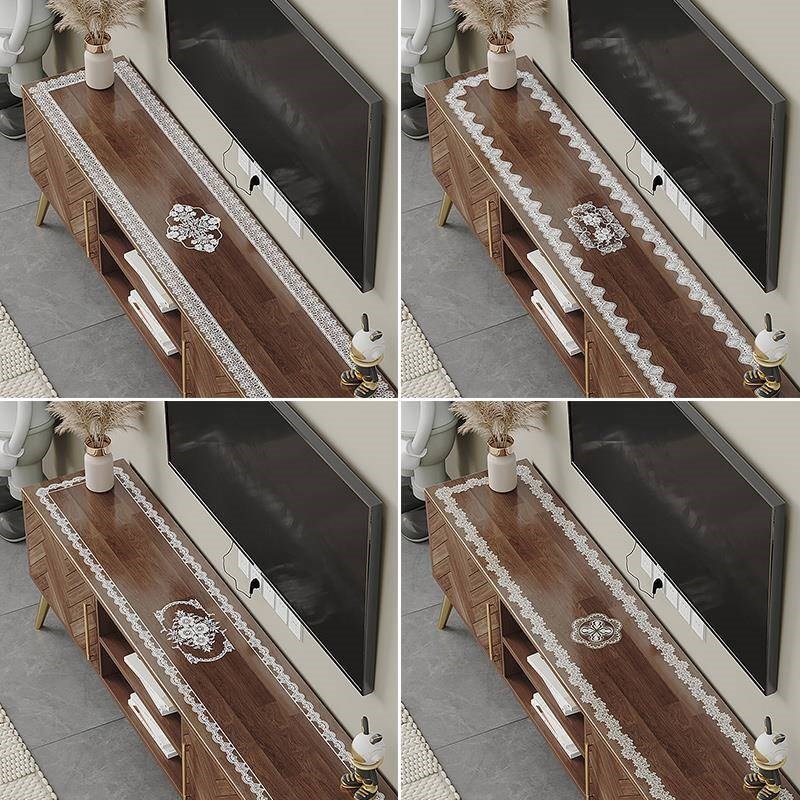 pv c视软玻璃电桌柜桌垫透明蕾丝餐布防水防油水晶RBL041板茶几垫