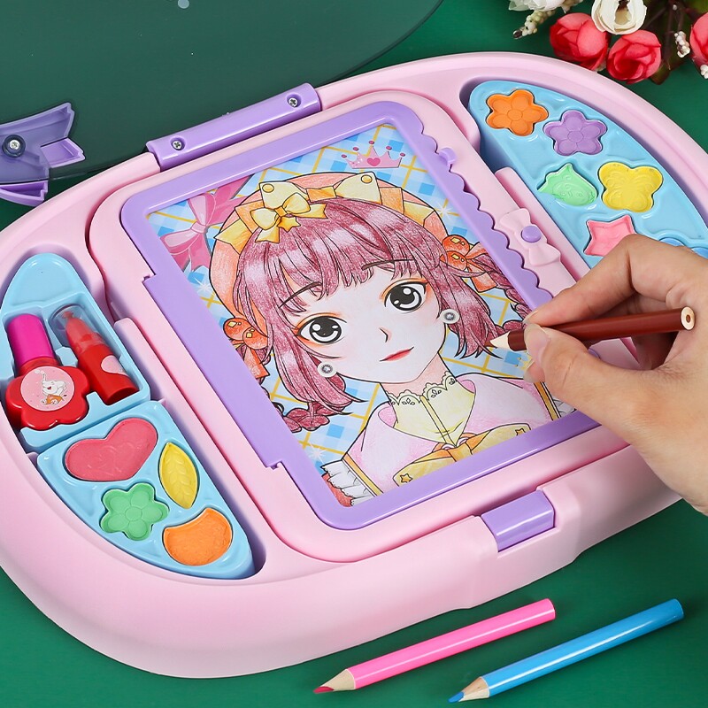 画画儿童涂色本水彩描红本幼儿园宝宝水I画本公主化妆填色绘本女