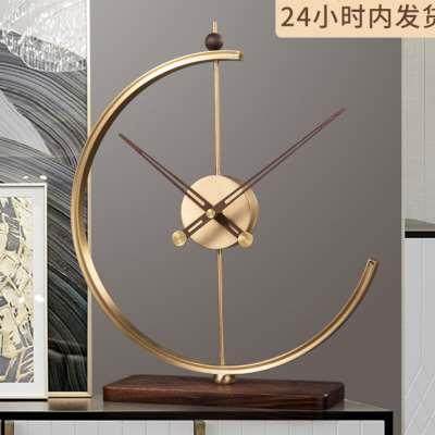 新款铜轻座奢桌钟座钟摆件纯客厅现代简约面台式时钟家用钟表