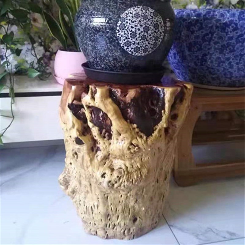 枣木墩子原木树墩根雕凳子木桩花架树桩实L木茶几大板支架树根底