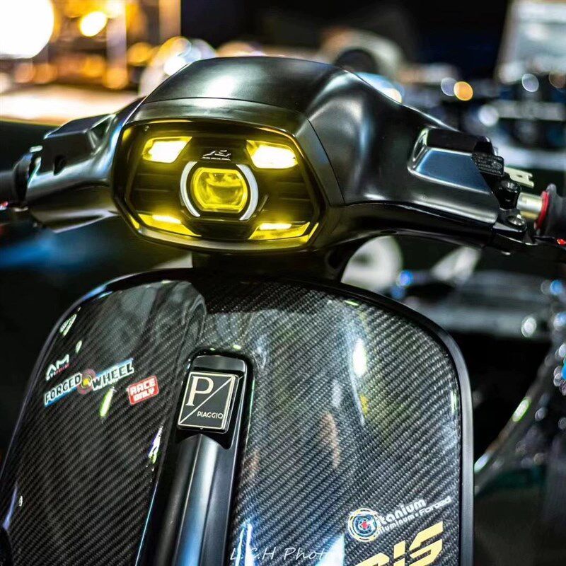 vespa150冲刺 AS 视觉鲨led改装大灯总成 无损安装 带日间行车灯