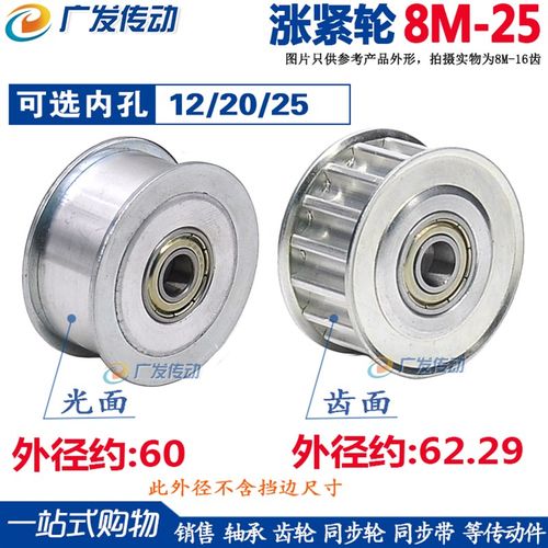 8m 涨紧轮 同步轮 8M25齿/T 槽宽16/21/27 调节导向轮 孔12/20/25