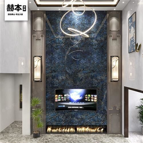 奢石大板瓷砖900x1800连纹蓝色地砖客厅悬空电视背景墙砖 星空蓝