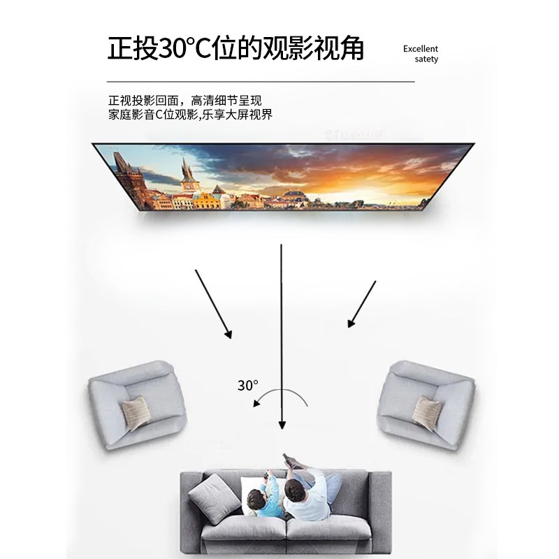 #金属抗光幕布家用投影幕免打孔可折叠白天直投客厅高清抗光投影