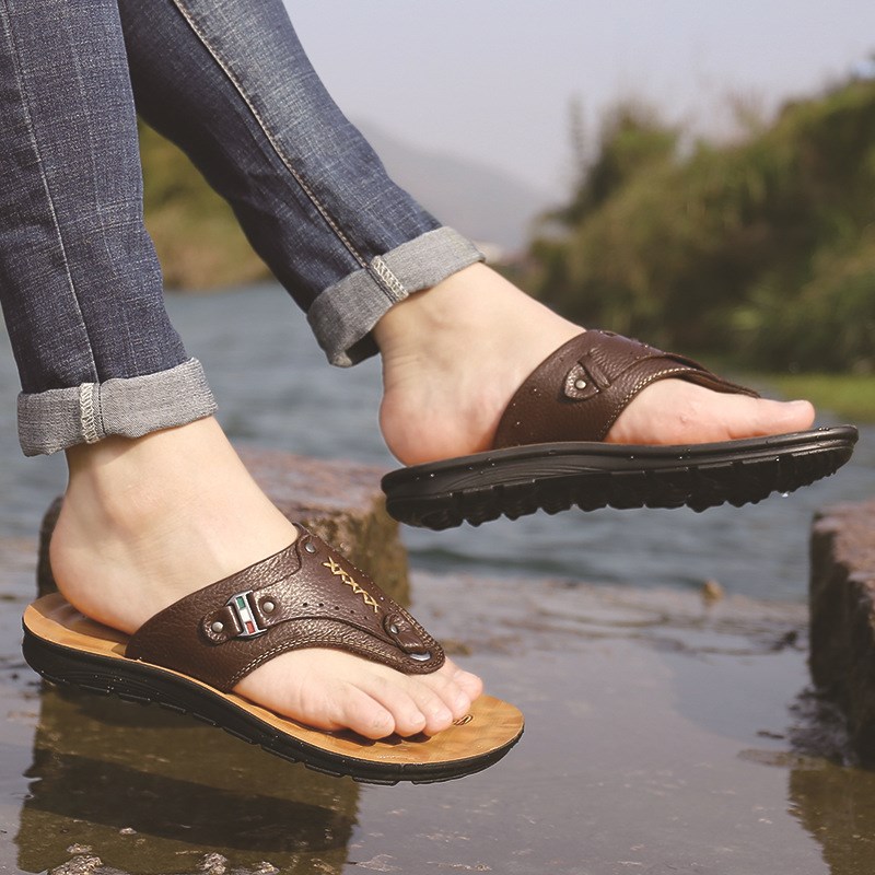 2024夏季新款男鞋时尚男士凉鞋防滑沙滩鞋露趾软底户外人字拖鞋男