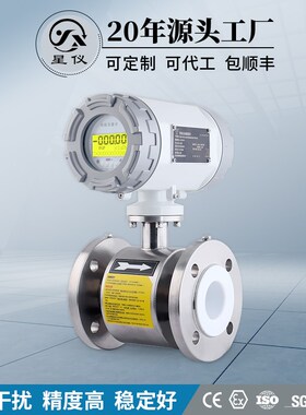 星仪LDC11管道式电磁流量计表两件式一体HART防爆防腐酸碱高精度