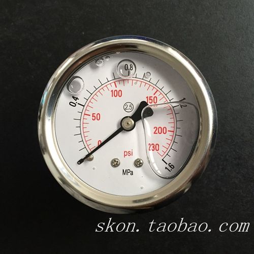 YN60Z不锈钢耐震压力表油向充油压力表0-1.6Mpa接头ZG1/8细牙螺纹