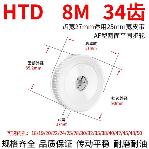 轴衬同步轮8M34齿AF齿宽27内孔18 19 20 22 24胀紧套同步带轮涨套