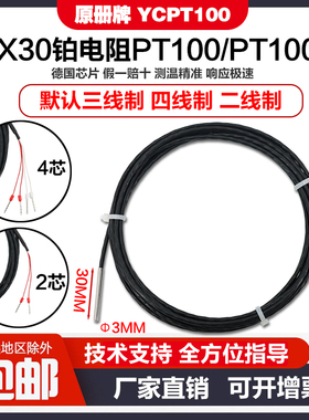 A级AA级三线制探头3X20热电阻PT100/PT1000温度传感器防水耐温型