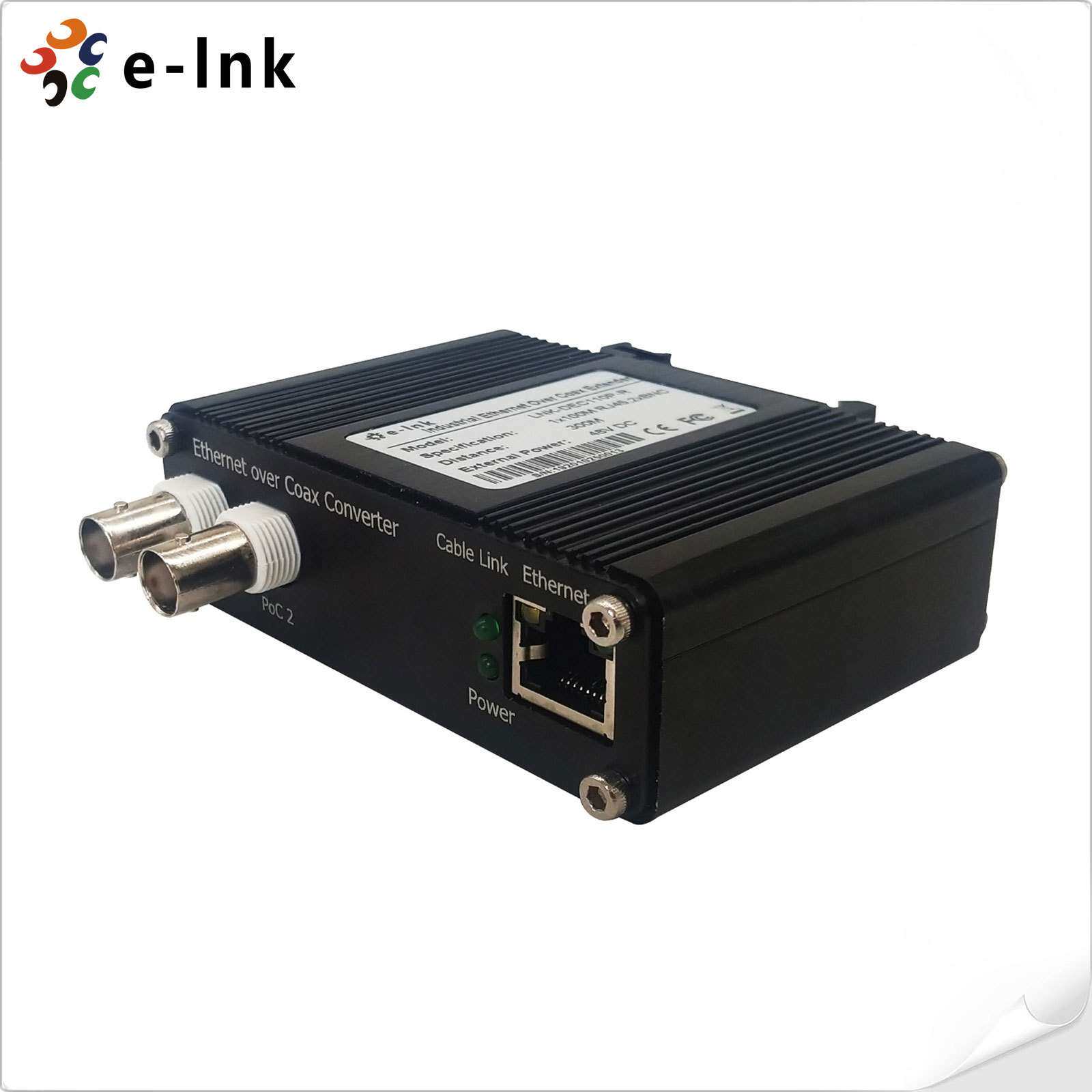 E-link2路工业级EOC以太网同轴传输器IP转同轴RJ45转BNC转换器