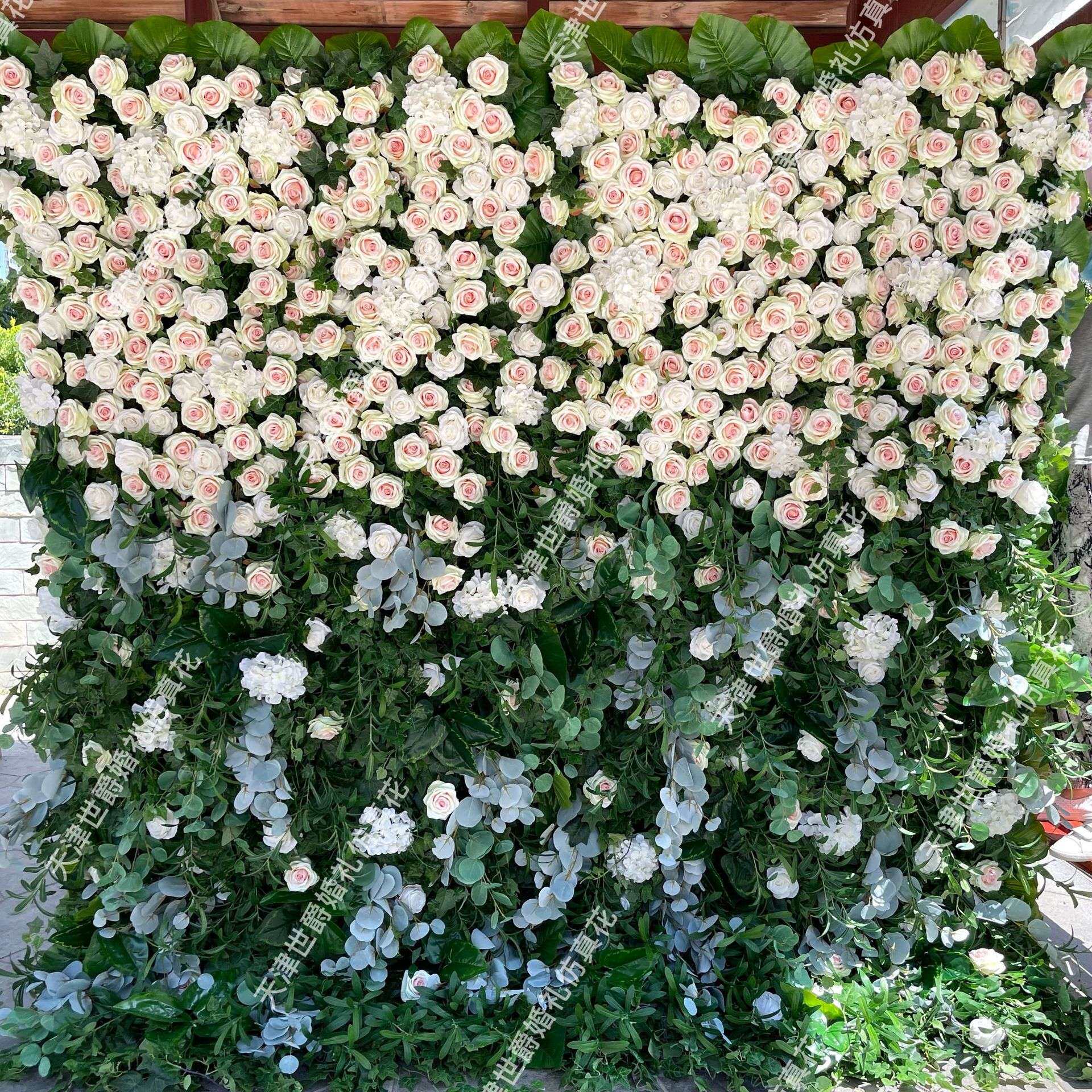 亚马逊现货婚礼堂展厅仿真花背景橱窗配景2.4*2.4m绿色系花墙