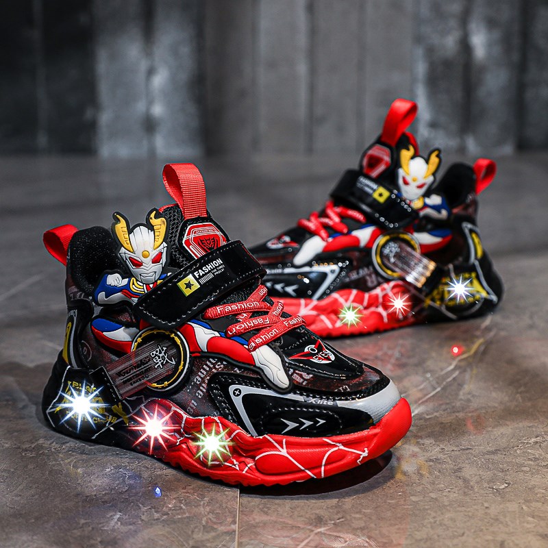 男童亮灯鞋网鞋透气男童鞋子儿童发光鞋男孩运动鞋亮灯男宝鞋软底