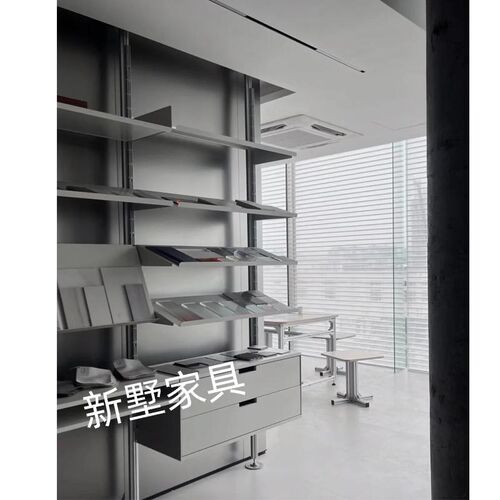 工业风顶天立地隔断置物架极简不锈钢展示架开放式型材金属书架