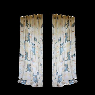 小亲恐龙本原布帘窗帘 肤纯印花儿童定制亚麻布无 亚麻 房甲醛 艺