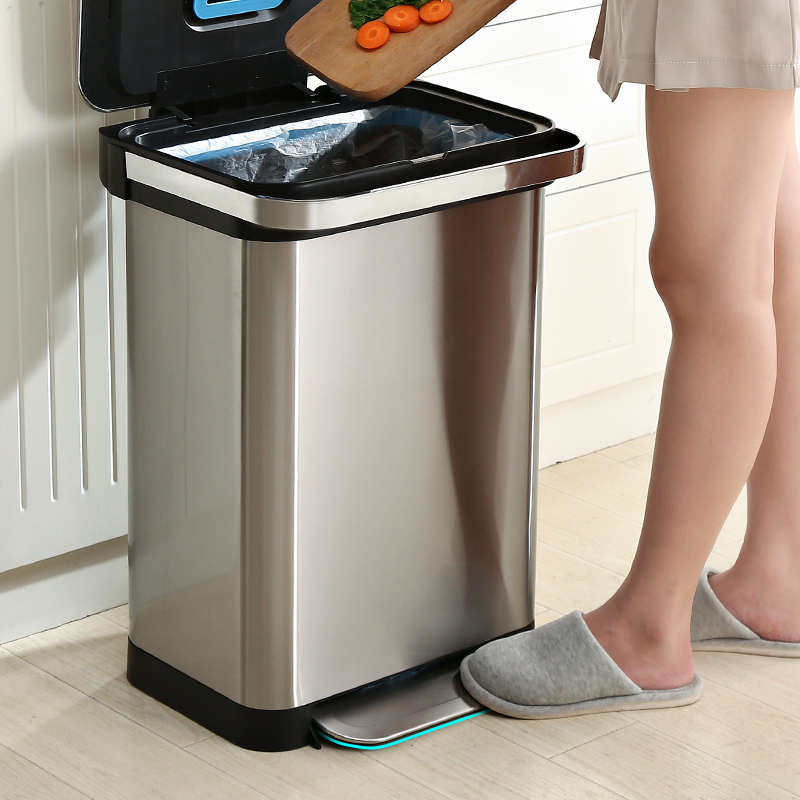 JAH欧式不锈钢脚踏式家用大号容量垃圾桶厨房客厅有盖20升大容量