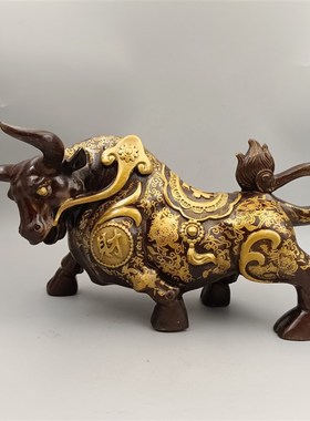 铜牛摆件铜生肖牛动物办公室牛气冲天家居客厅礼品铜工艺品