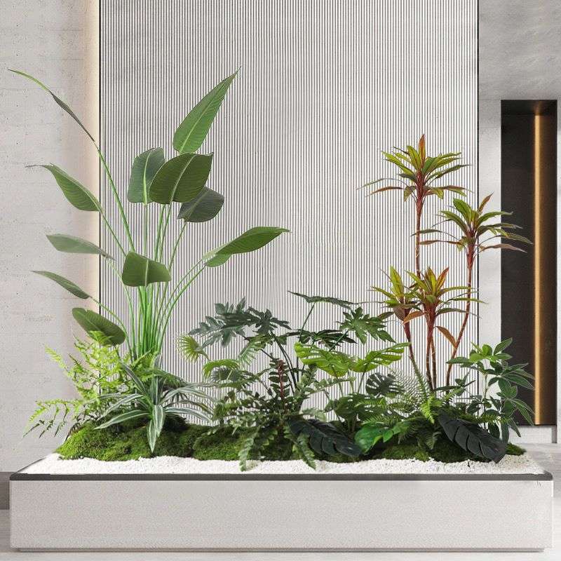 绿植造景大型景观植物摆件装饰室内商场服装店楼梯下场景布置