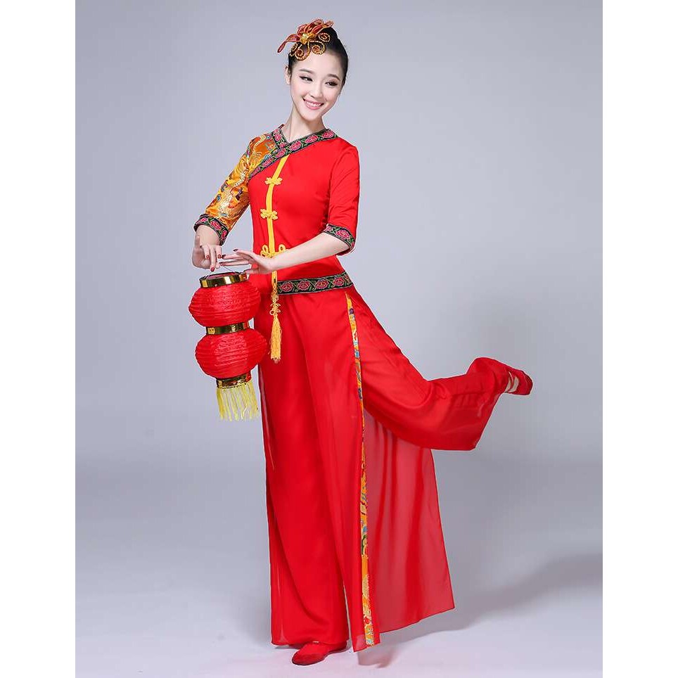 秧歌服2018新款中国风民族舞蹈服装成人演出服女中老年广场舞套装