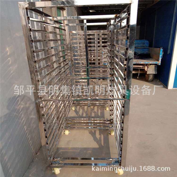 凯明蒸房不锈钢小车 一推三架子车价格 山东不锈钢架子车图片