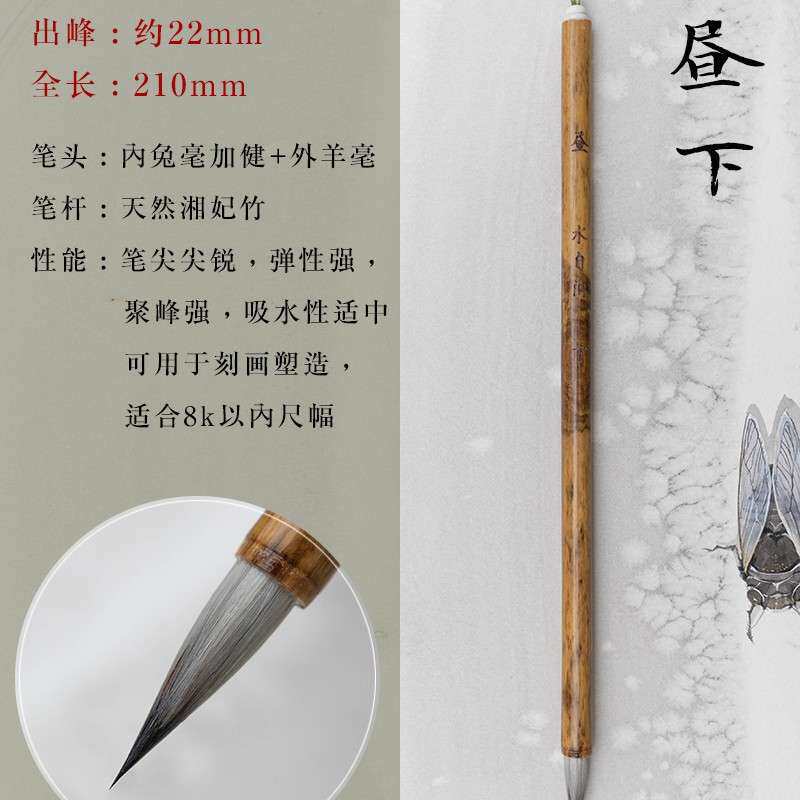【水彩绘画】水自闲毛笔水彩工笔国画勾线淡彩夜昼上昼下月下竹
