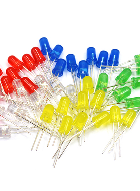 5MMLED灯珠发光二极管白发白翠绿色蓝色黄色紫色七彩慢闪 LED灯泡