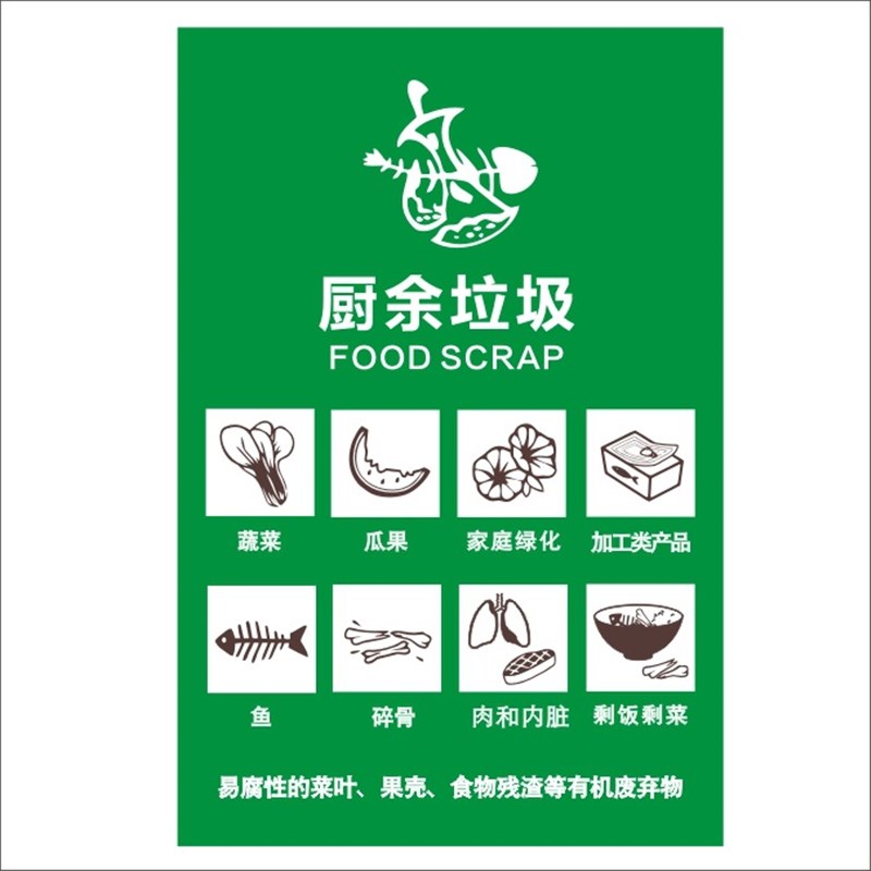垃圾分类贴纸标识干湿垃圾桶背胶贴可回收其他垃圾标签打印制作