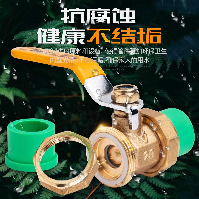 顶建ppr绿色阀门4分206分25开关全铜1寸水管管件配件双活接铜球阀