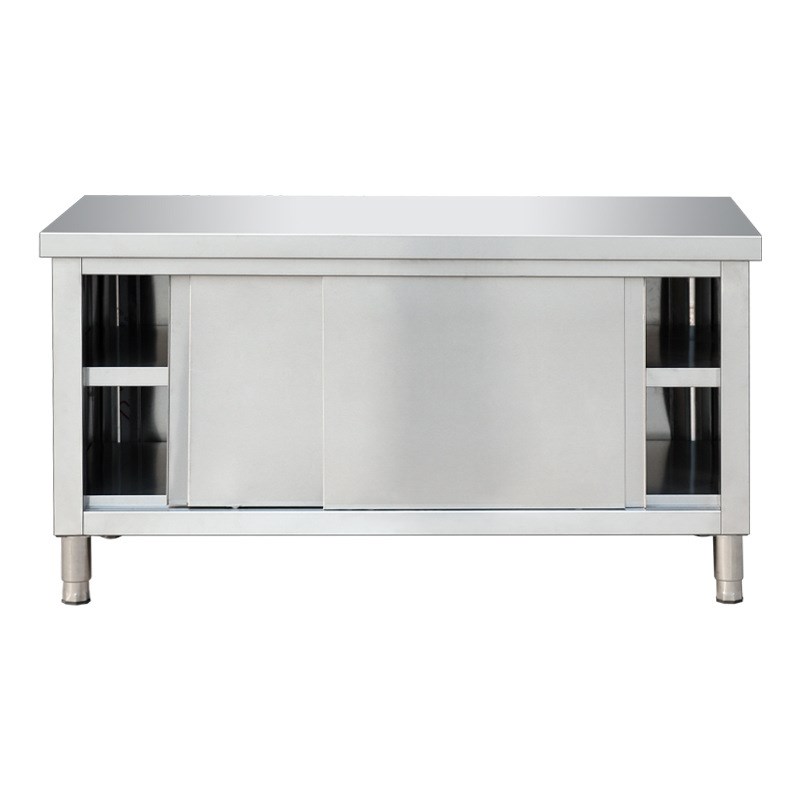 不锈钢储物柜推拉门工作台后厨厨房用切菜桌烘焙桌双通打荷台加厚