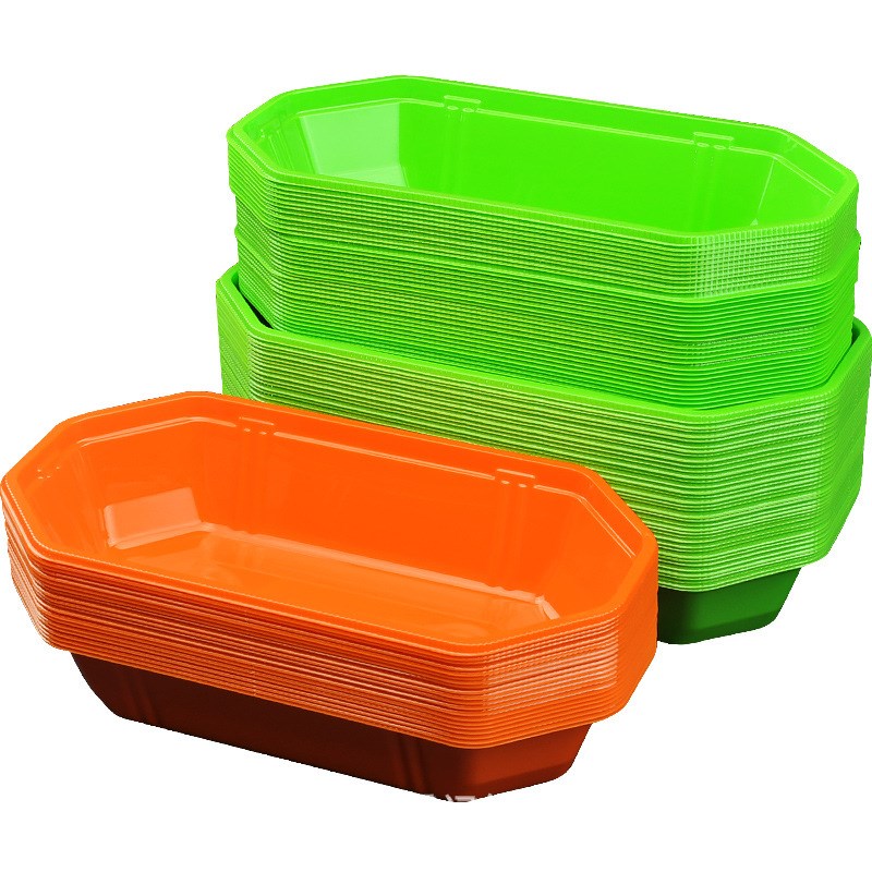 船型盒子一次性水果托盘无盖彩色葡萄樱桃水果盒长方形船形打包盒