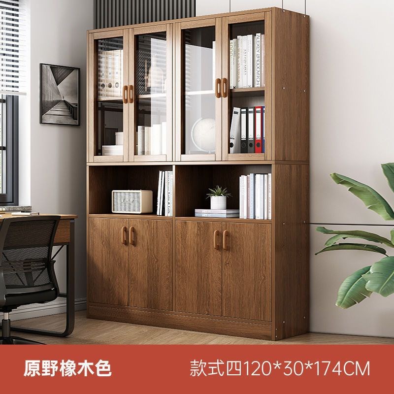 书柜带玻璃门置物架落地展示柜靠墙储物柜书架客厅收纳柜子赵之郑