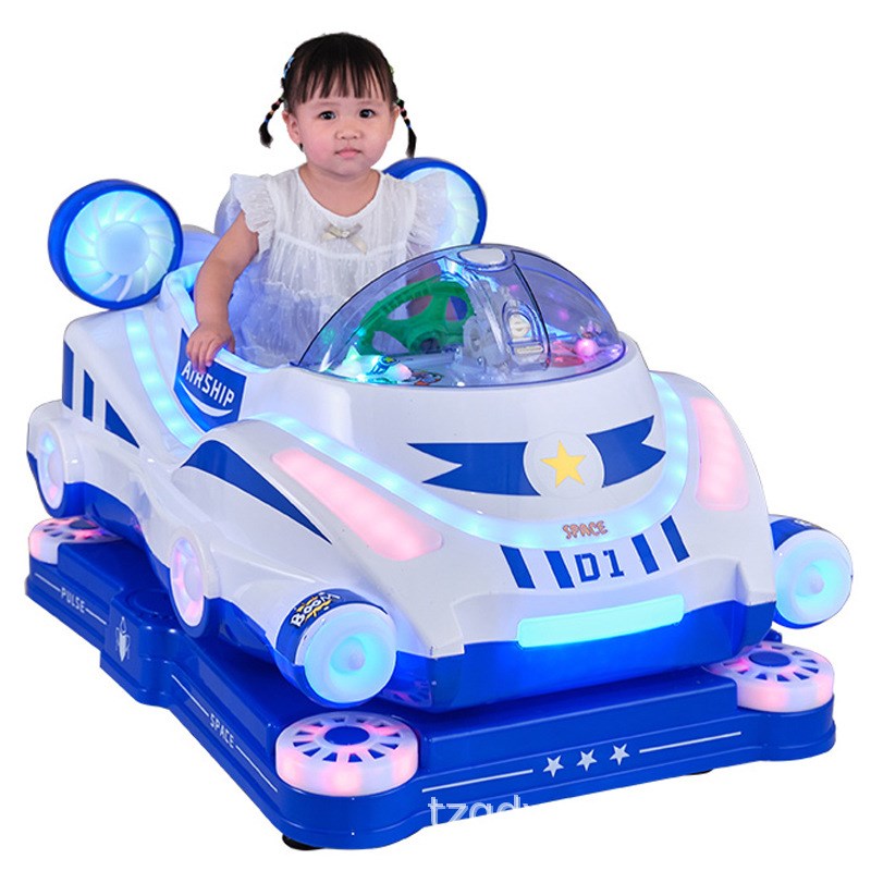 顽北乐 新款儿童电动投币吹泡泡太空飞船摇摇车电玩摇摆机