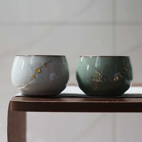 锔专用茶杯个人瓷杯单杯官窑茶具茶盏碗杯主人杯品茗杯钉陶瓷茶杯