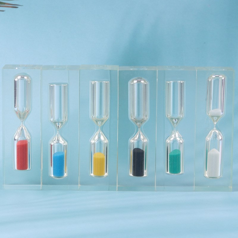 创意树脂水晶胶沙漏 亚克力水晶迷你刷牙游戏沙漏3分钟计时器摆件