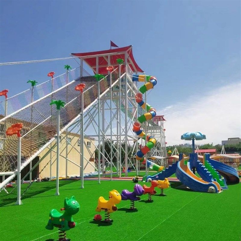 户外大型网红游乐项目攀爬网滑滑梯 亲子儿童无动力乐园整体规划