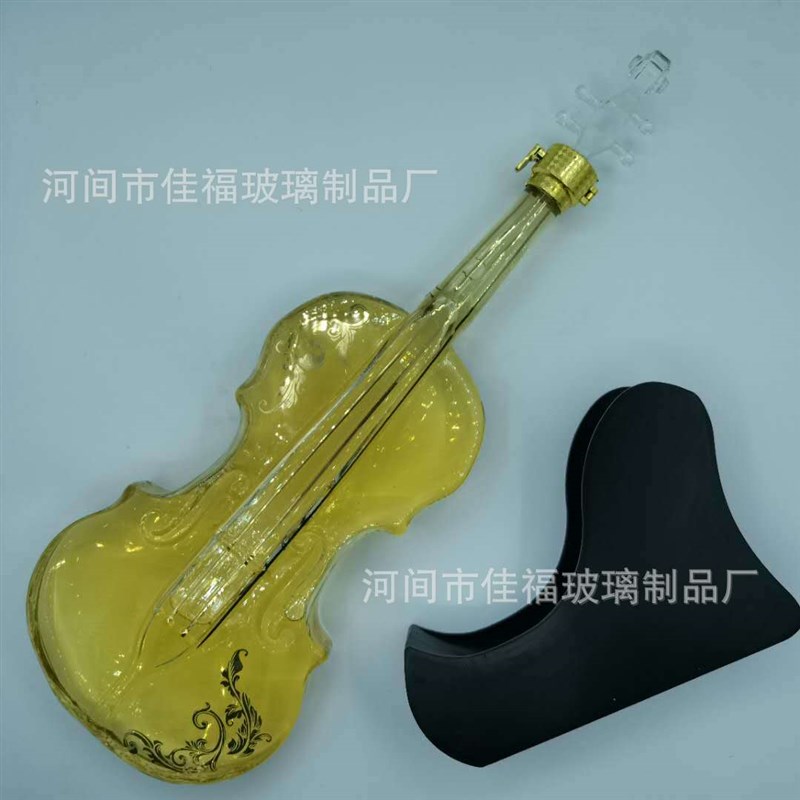 工艺酒瓶小提琴玻璃酒瓶乐器小提琴空心造型高硼玻璃酒瓶醒酒器