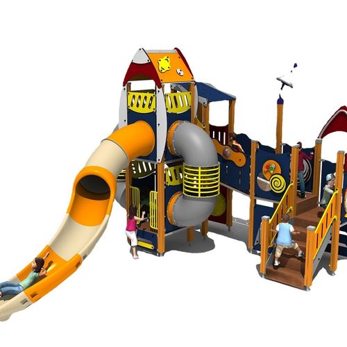 大型不锈钢滑梯公园室外阿基米德取水器儿童攀爬网户外游乐场设施