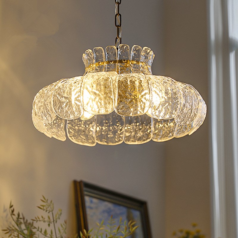 全铜法式浪漫冰融玻璃复古饭厅吊灯中古卧室书房吧台美式店铺灯具