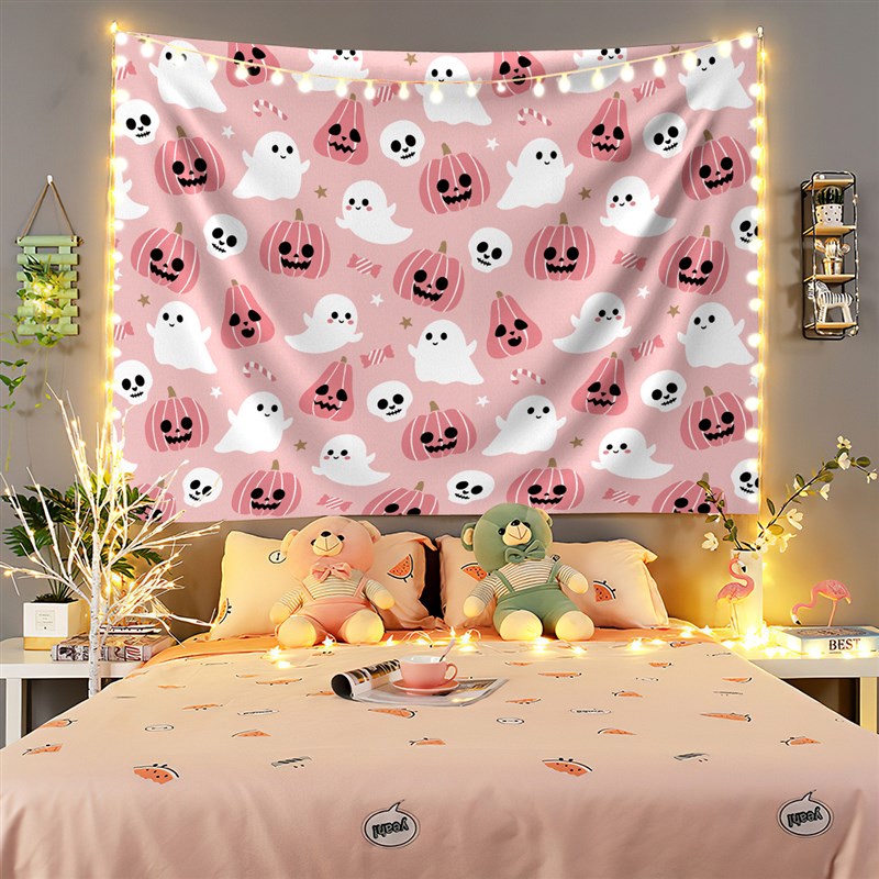 TEMU幽灵挂毯定制直播背景布挂布床头墙面装饰墙布