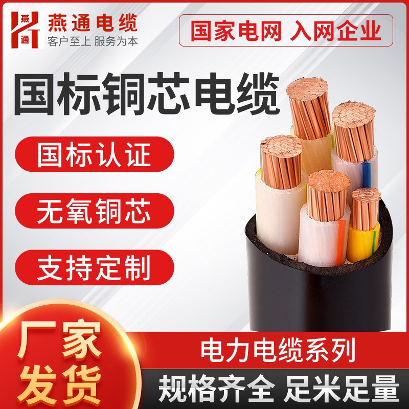 国标低压电力电缆户外硬芯线三芯四芯缆线五芯无氧铜铜芯yjv充电
