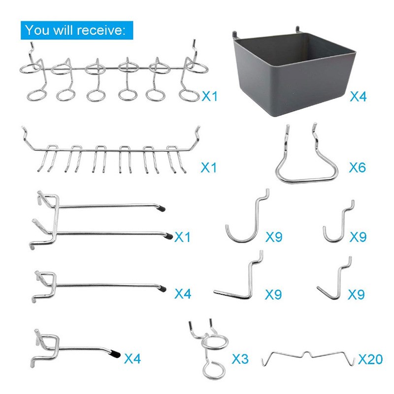 跨境五金工具收纳挂钩80PC超市孔距2.5cm洞洞板零件通用挂件