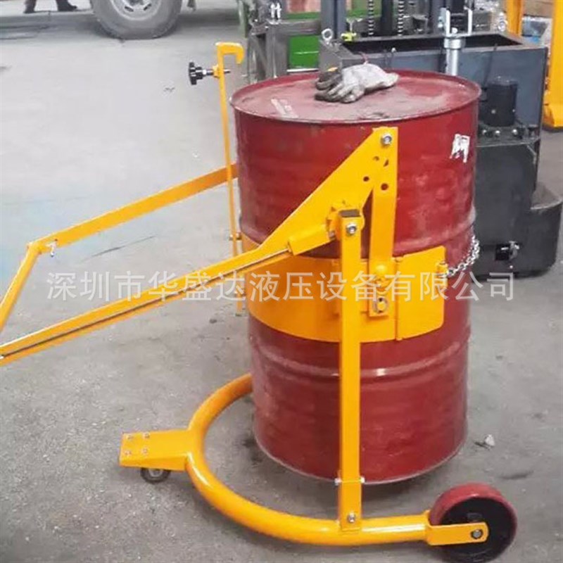载重365KG油桶搬运车 机械式手推油桶翻转车 倒料搬运夹