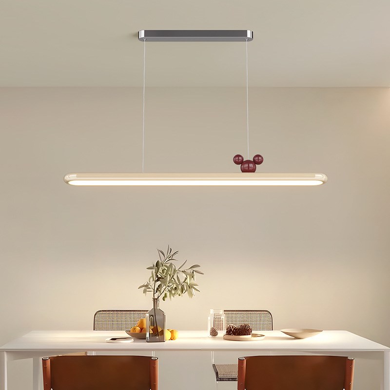 餐厅吊灯设计师吧台奶油风现代简约灯具餐桌灯法式极简一字长条灯