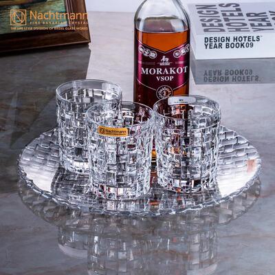 德国进口NACHTMANN 水晶玻璃托盘客厅轻奢简约杯子盘大号酒具托盘